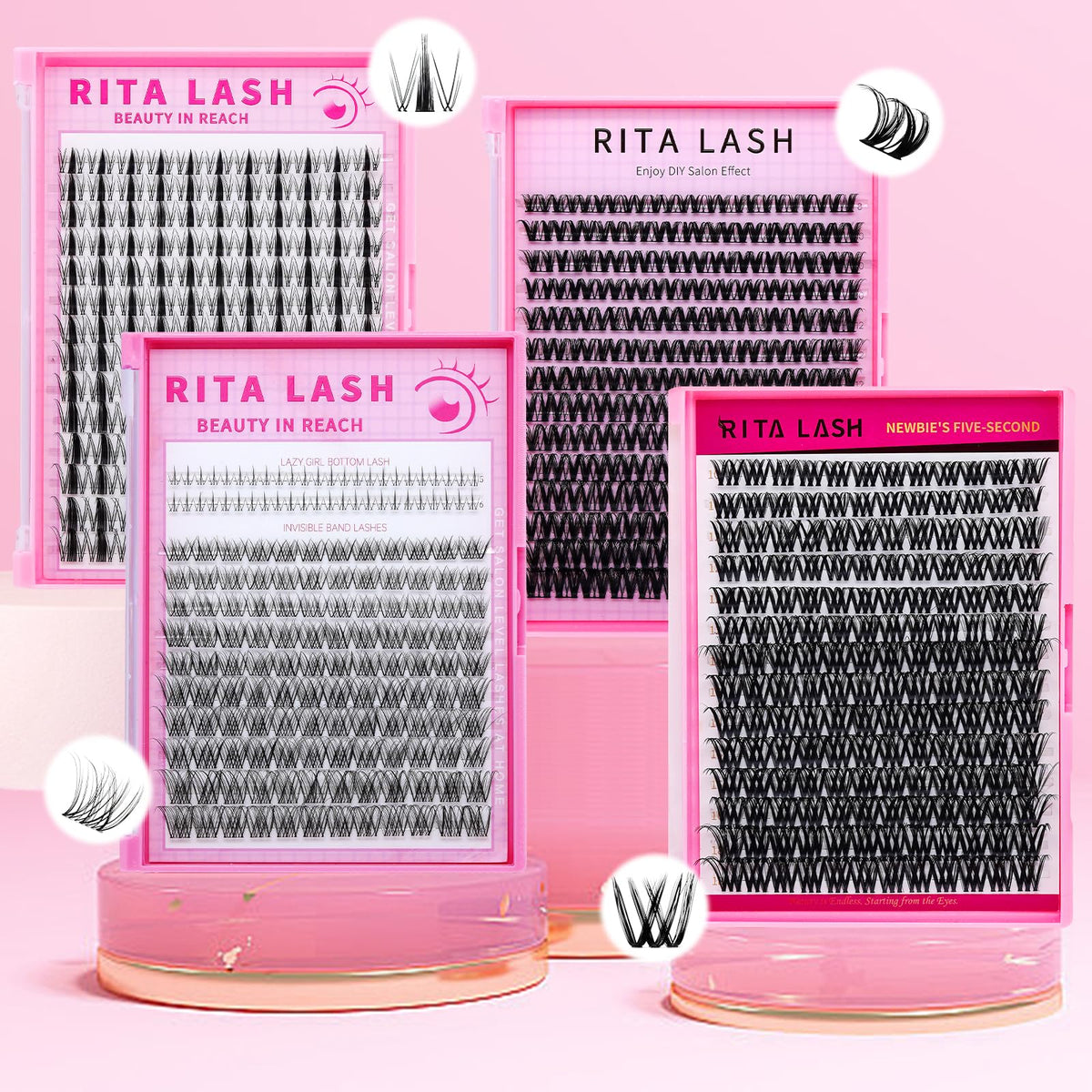 RITALASH Venus Lash Clusters with tweezers for application