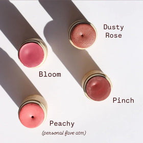 River Organics Cream Blush Stick Peachy in hand