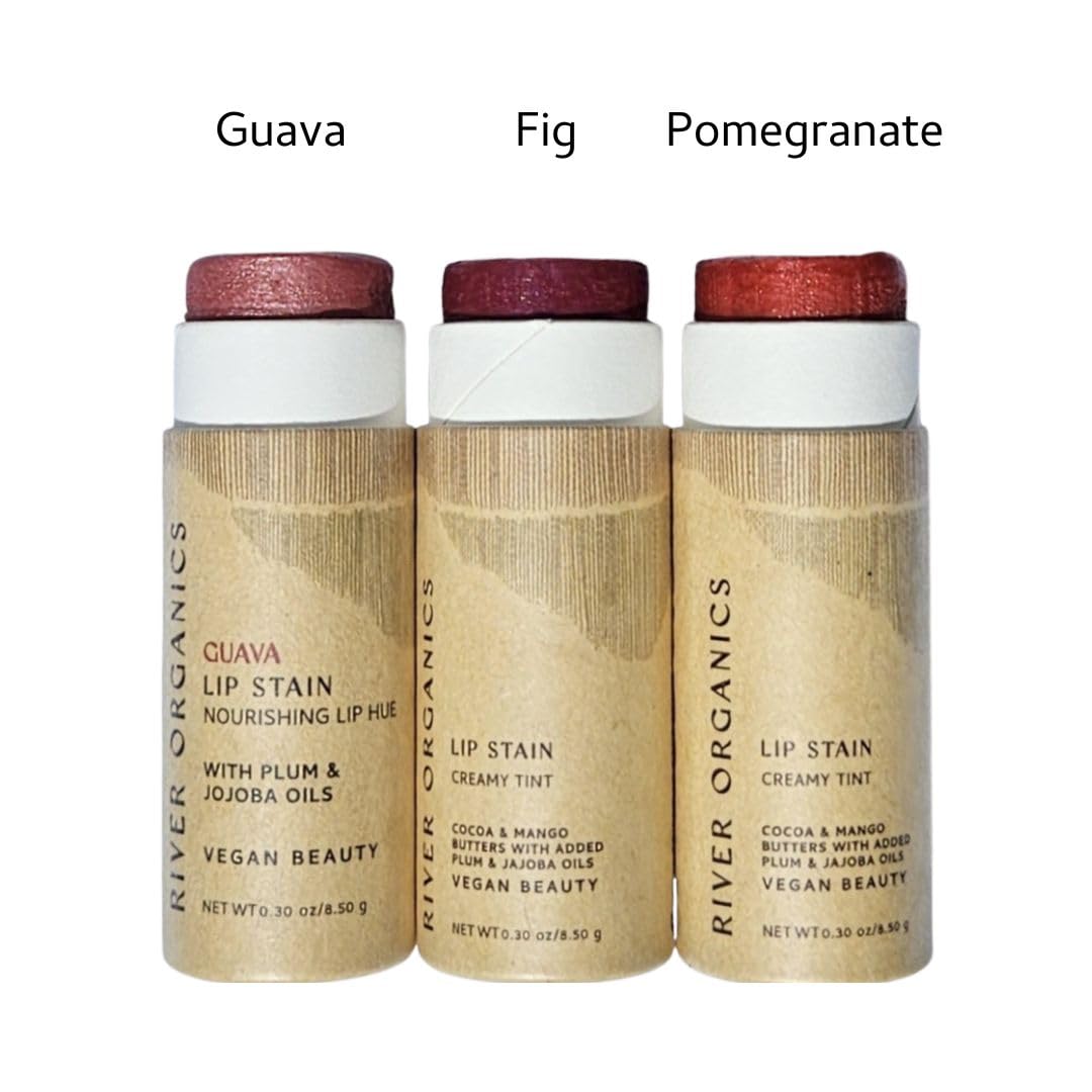 River Organics Organic Lip Stain Pomegranate in use