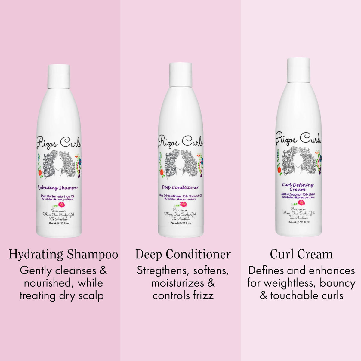 Rizos Curls Hydrating Shampoo bottle front view