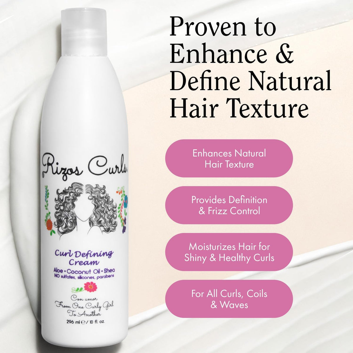 Rizos Curls Travel Curl Defining Cream 2.5 oz application on hair