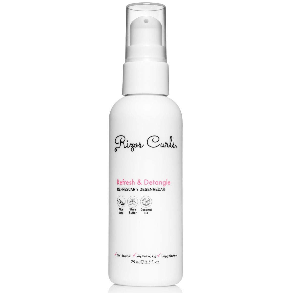 Rizos Curls Travel Refresh & Detangle Spray 2.5 oz front view