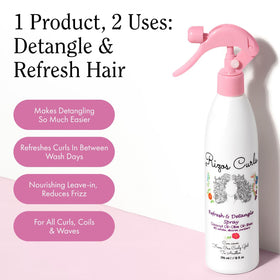 Rizos Curls Travel Refresh & Detangle Spray application on curly hair