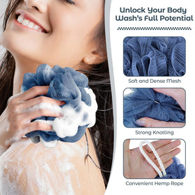 RNOAFMU loofah sponge with hanging loop for easy storage