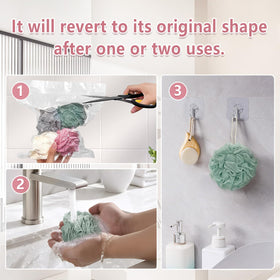 RNOAFMU loofah sponges displayed in a bathroom setting