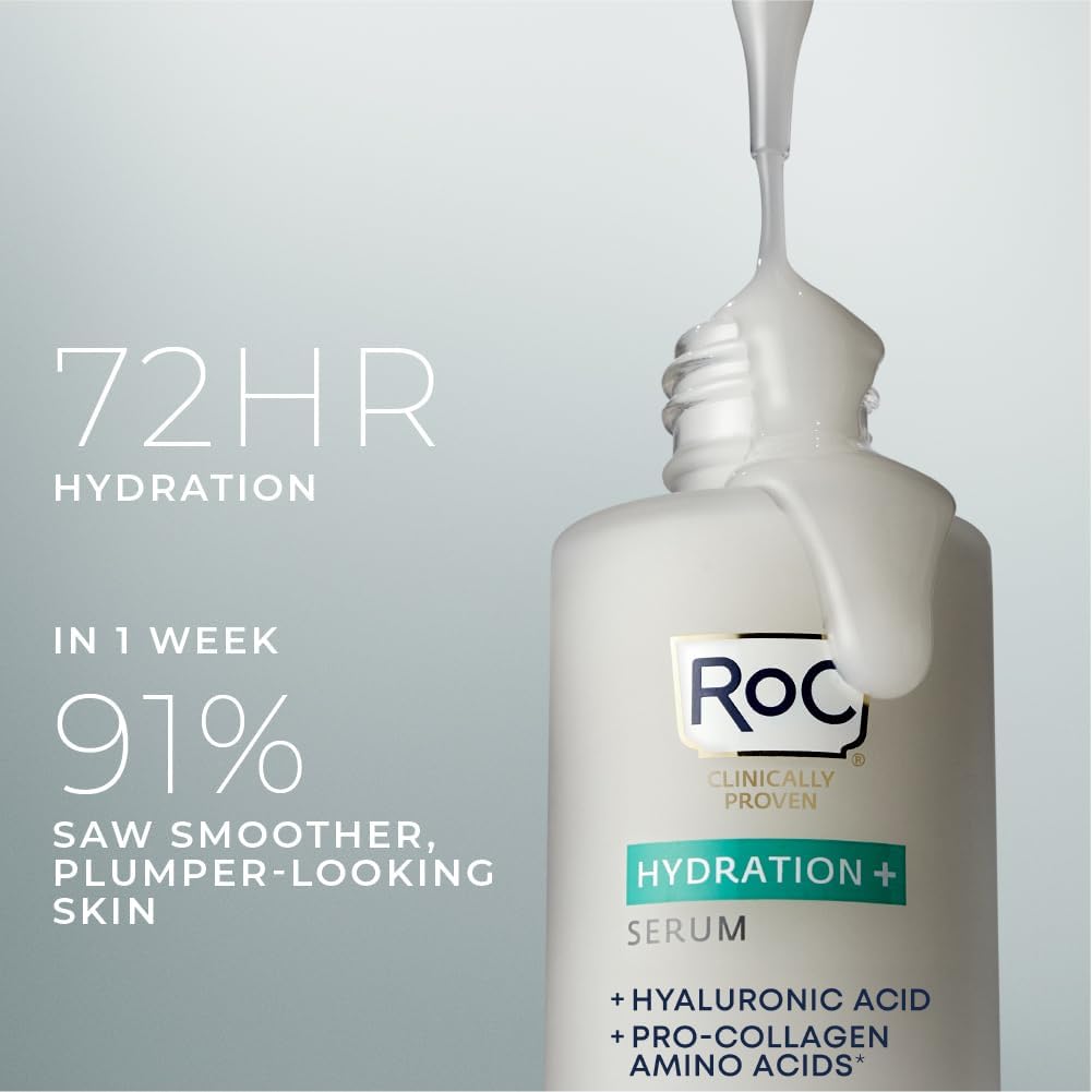 RoC Hydration+ Hyaluronic Acid Serum application on skin