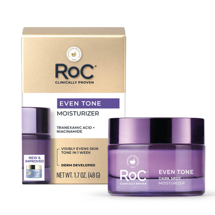 RoC Niacinamide Even Tone + Lift Night Cream front view with packaging