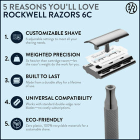 ROCKWELL RAZORS 6C Safety Razor side view showing adjustable settings