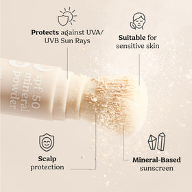 Roe Wellness SPF 50 Powder Sunscreen being applied to skin