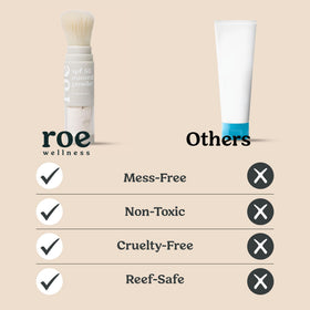 Roe Wellness SPF 50 Powder Sunscreen brush applicator