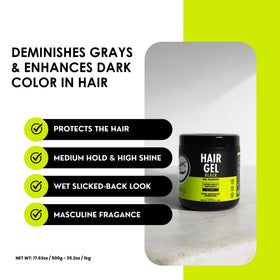 Rolda Black Hair Gel 540g back view with ingredient list