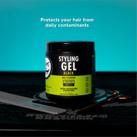 Rolda Black Hair Gel back view with ingredients
