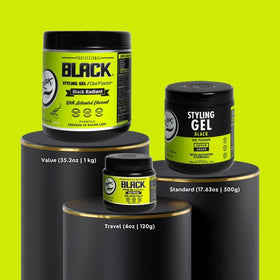 Rolda Black Styling Hair Gel 35.2oz lid open