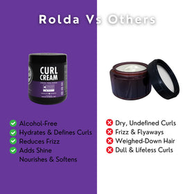 Rolda Curl Cream 255g in hand showing application