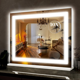 ROLOVE 22x19 Inch Lighted Vanity Mirror front view with LED lights