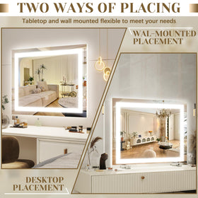 ROLOVE 22x20 Inch Lighted Vanity Mirror displaying full-body reflection