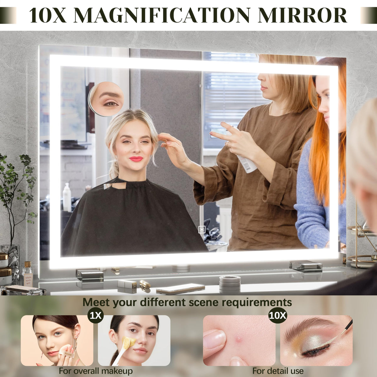 ROLOVE 32x22 Lighted Vanity Mirror in a stylish bathroom setting