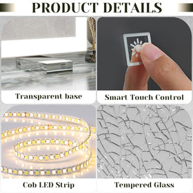 ROLOVE 32x22 Lighted Vanity Mirror with clear reflection detail
