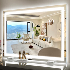 ROLOVE 38x28 large lighted vanity mirror front view with LED lighting