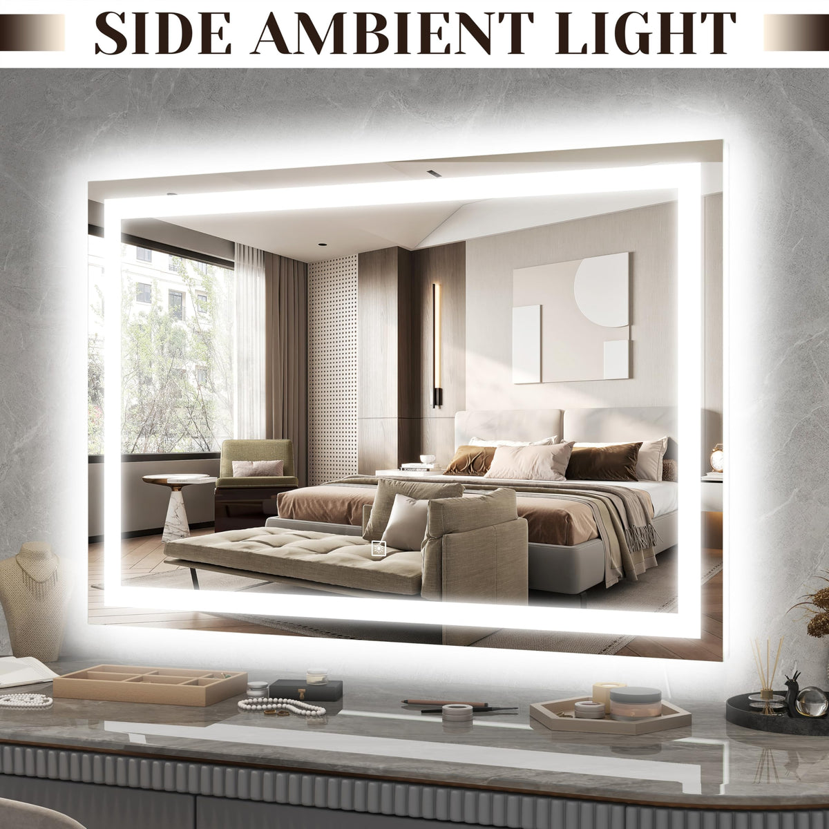 ROLOVE large vanity mirror with 10X magnification feature