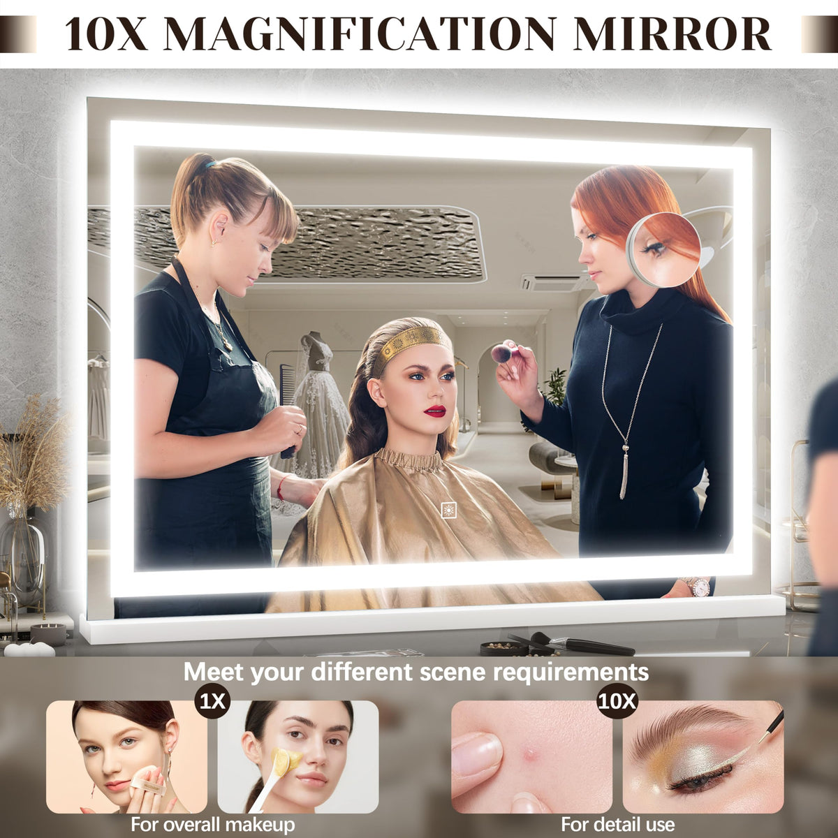 ROLOVE large vanity mirror with detachable base