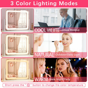 ROLOVE Large Vanity Mirror with detachable magnifying mirror attached