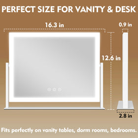 ROLOVE Lighted Makeup Mirror side view showing 360° rotation