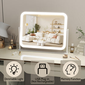 ROLOVE Lighted Makeup Mirror side view showing 360° rotation