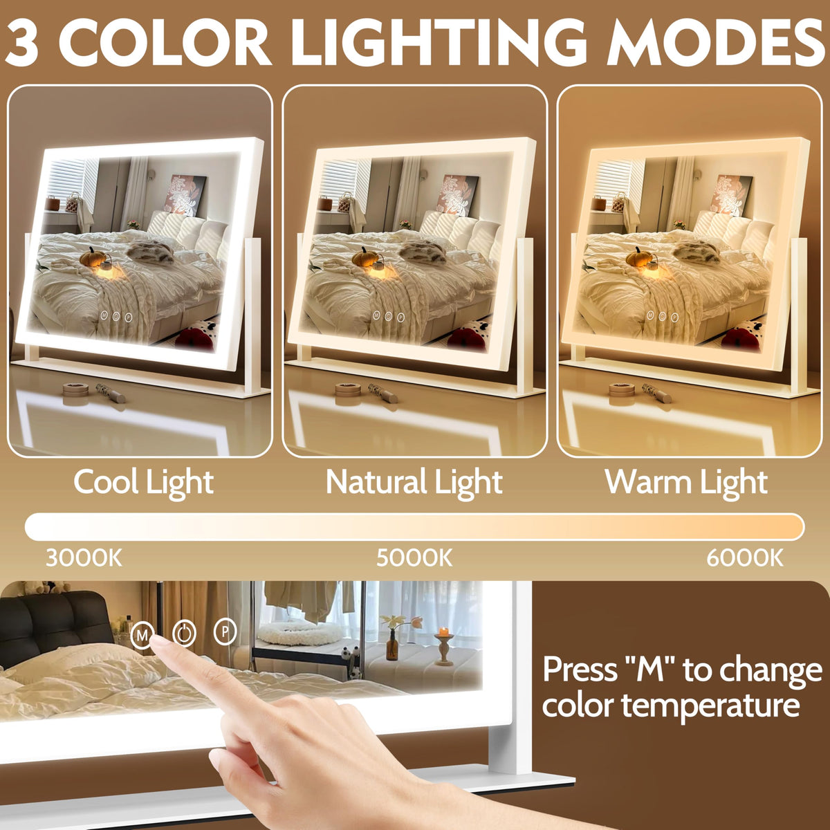 ROLOVE Lighted Makeup Mirror with 10X magnifying mirror attached