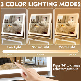 ROLOVE Lighted Makeup Mirror with 10X magnifying mirror attached