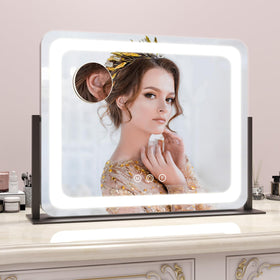 ROLOVE Lighted Vanity Mirror elegant design in a bedroom