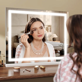 ROLOVE Makeup Mirror side view showing detachable magnifying mirror