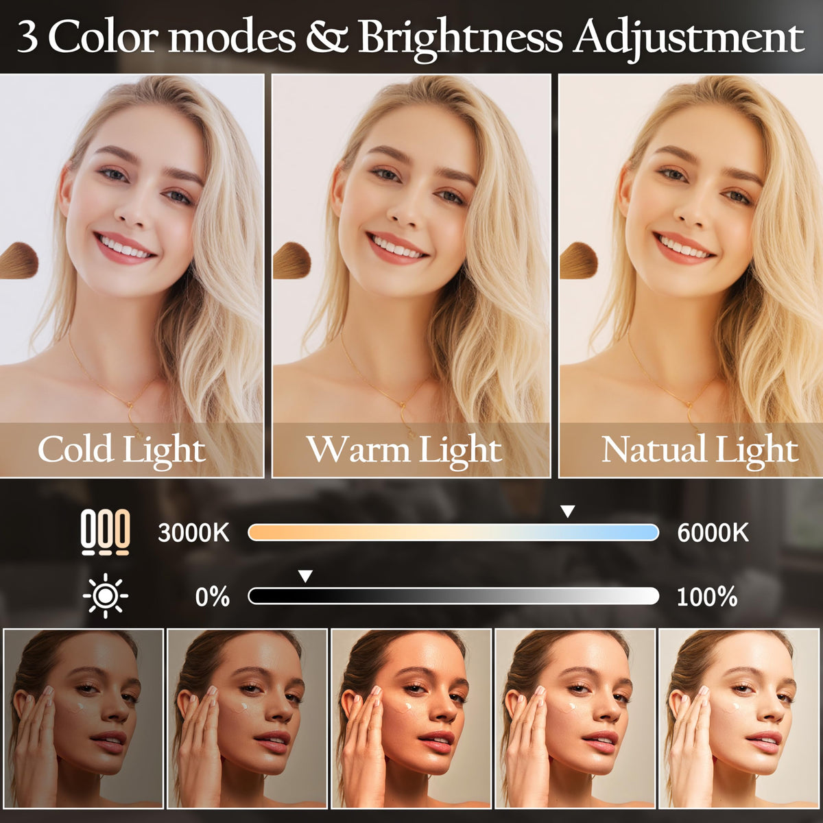 ROLOVE Vanity Mirror 360° rotation feature