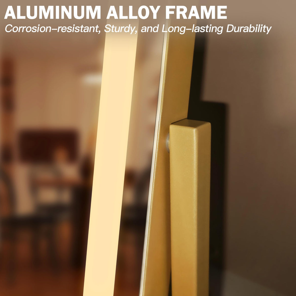 ROLOVE Vanity Mirror close-up of aluminum alloy frame