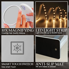 ROLOVE Vanity Mirror compact size on a desk