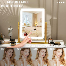 ROLOVE Vanity Mirror on a makeup desk with cosmetics
