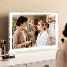 ROLOVE Vanity Mirror on tabletop with makeup products