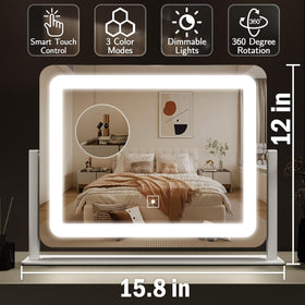 ROLOVE Vanity Mirror showing three colour lighting options