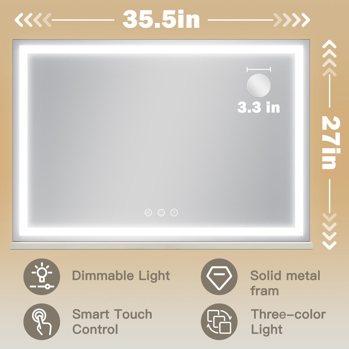 ROLOVE Vanity Mirror with 10X magnification mirror attached