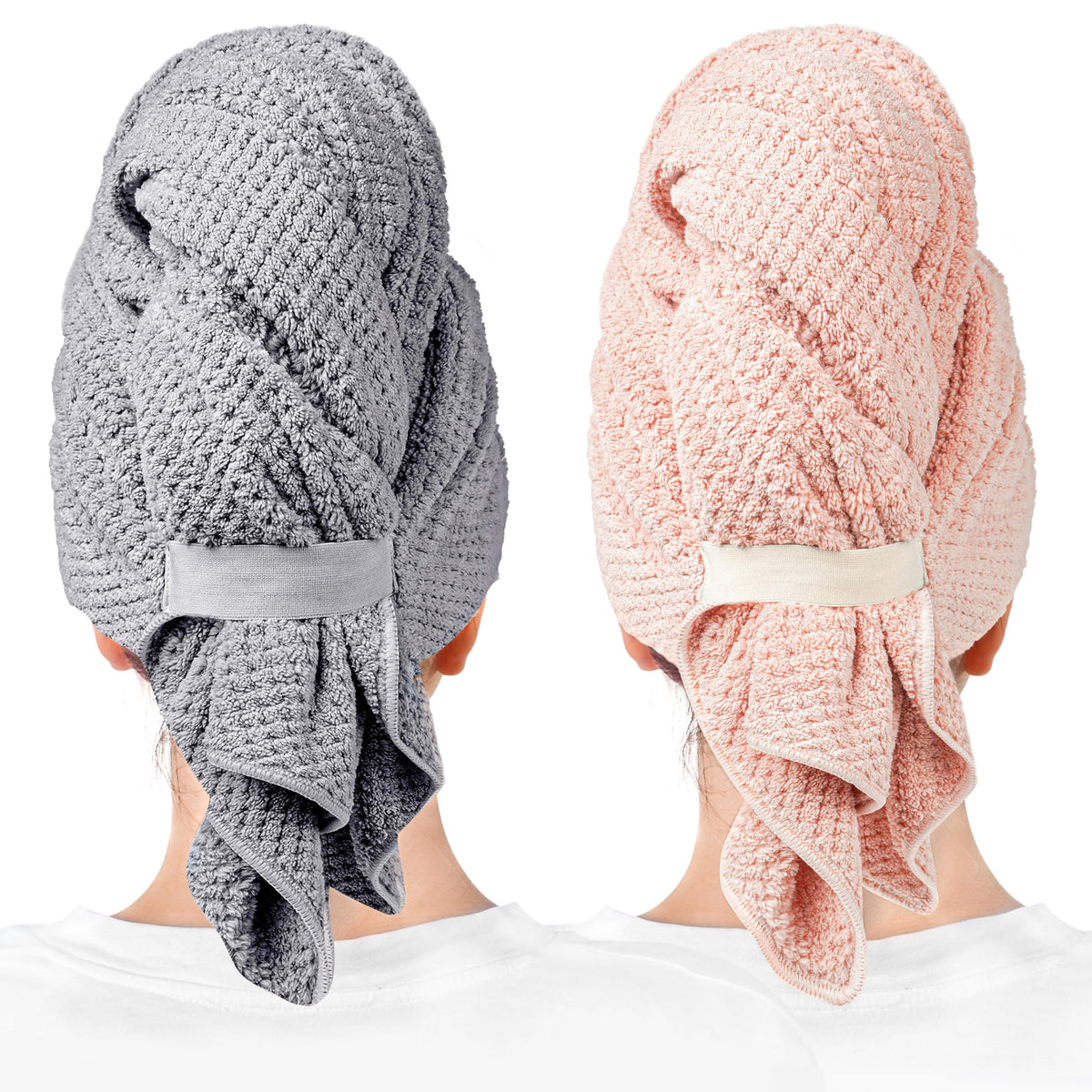 ROLSHOL 2-Pack Microfiber Hair Towel Wraps in vibrant colours
