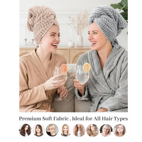 ROLSHOL hair towel wrap in use while applying makeup