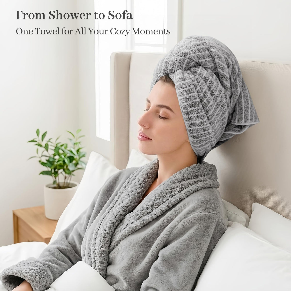 ROLSHOL hair towel wraps folded neatly in packaging