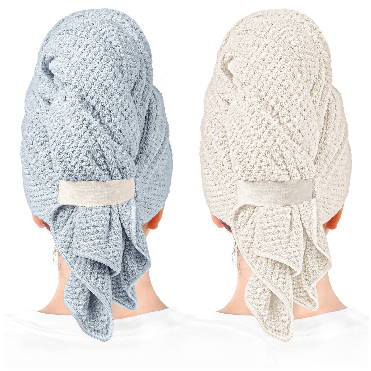 ROLSHOL microfiber hair towel blue front view