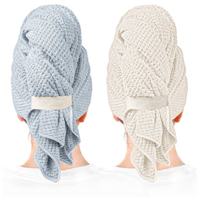 ROLSHOL microfiber hair towel blue front view