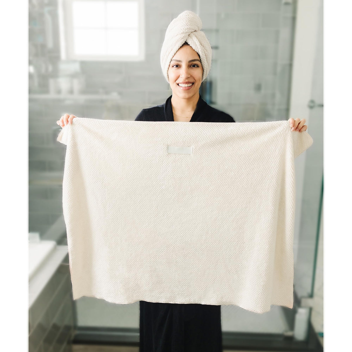 ROLSHOL microfiber hair towel white side view