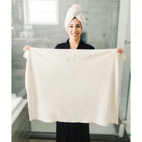 ROLSHOL microfiber hair towel white side view