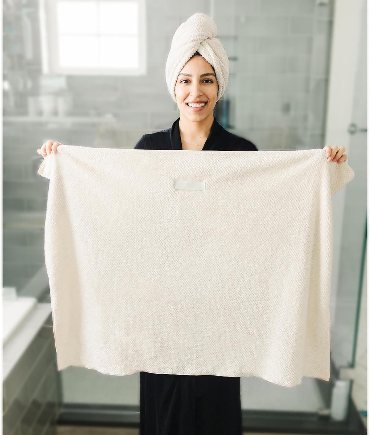 ROLSHOL Microfiber Hair Towel Wraps laid flat to show size
