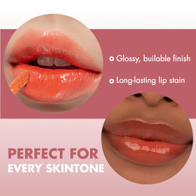 rom&nd JUICY LASTING TINT #08 Apple Brown on lips