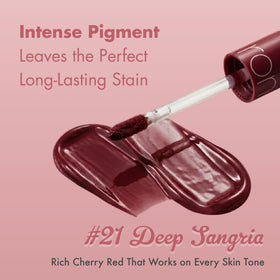 rom&nd Juicy Lasting Tint 21 Deep Sangria applicator close-up