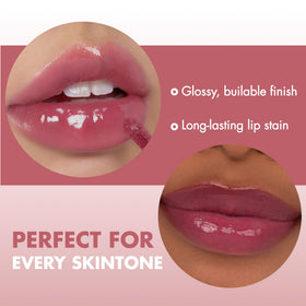 rom&nd Juicy Lasting Tint Bare Fig V1 on lips